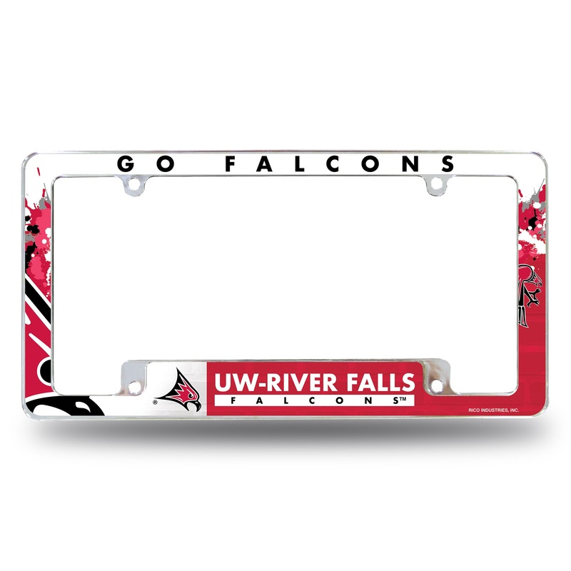 NCAA Wisconsin-River Falls Falcons All Over Chrome License Plate Frame