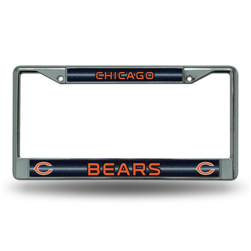 NFL Chicago Bears Chrome Glitter License Plate Frame