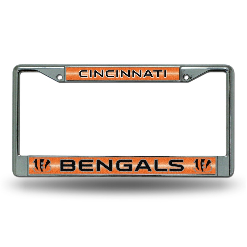 NFL Cincinnati Bengals Chrome Glitter License Plate Frame