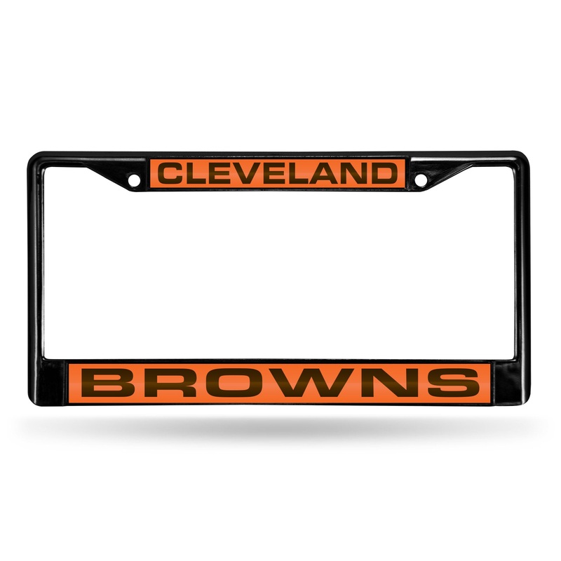 NFL Cleveland Browns Laser Cut Black Chrome License Plate Frame