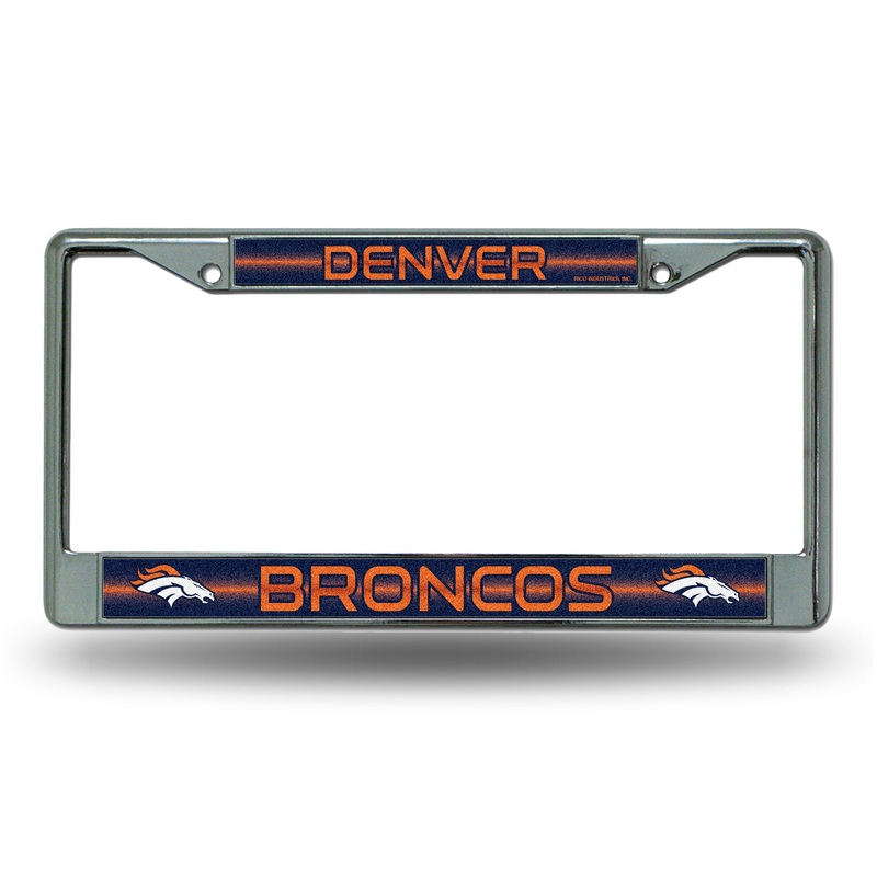NFL Denver Broncos Chrome Glitter License Plate Frame