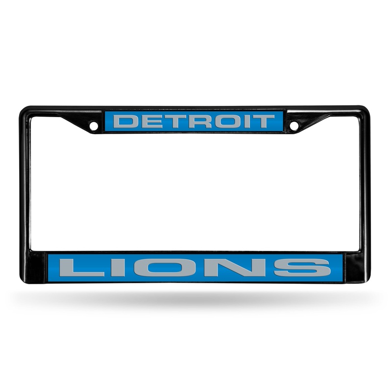NFL Detroit Lions Laser Cut Black Chrome License Plate Frame