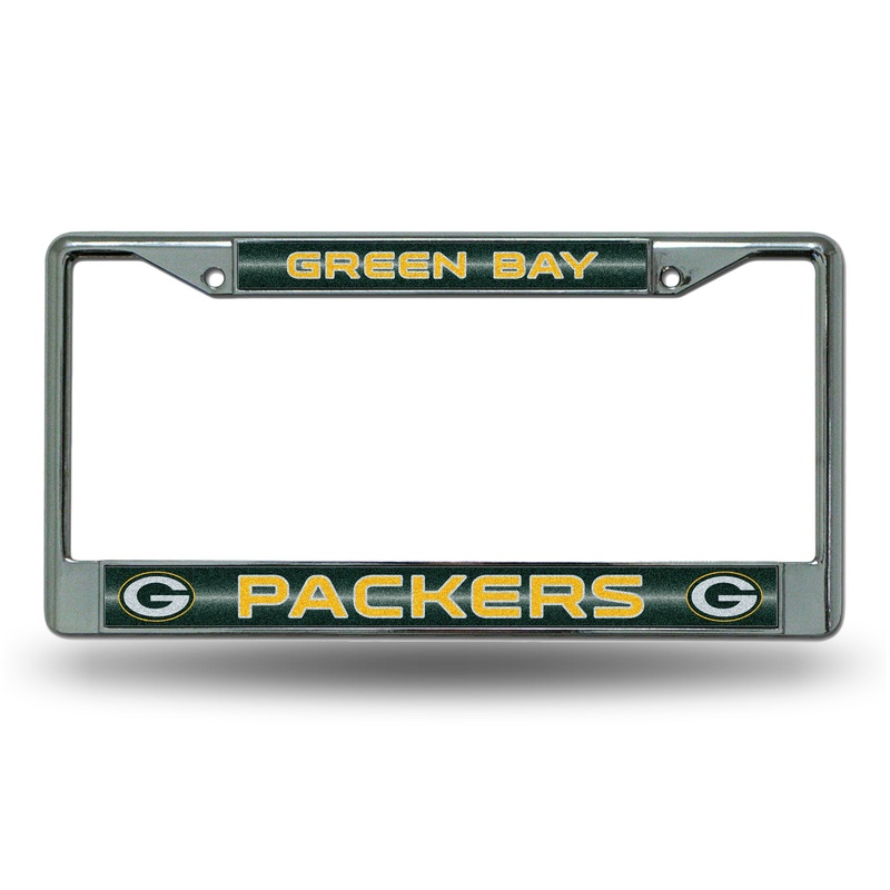 NFL Green Bay Packers Chrome Glitter License Plate Frame