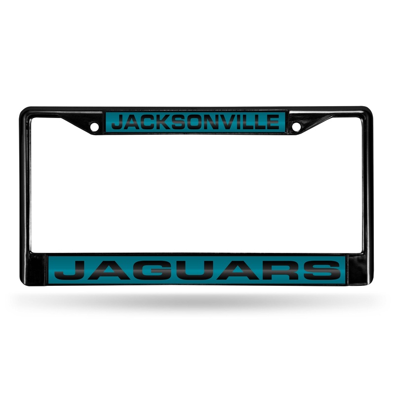 NFL Jacksonville Jaguars Laser Cut Black Chrome License Plate Frame