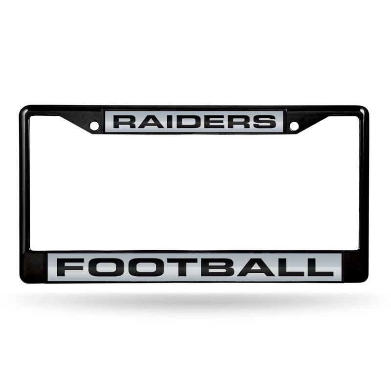 NFL Las Vegas Raiders Laser Cut Black Chrome License Plate Frame