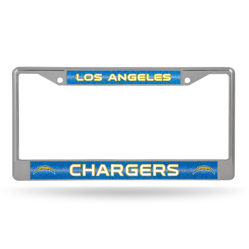 NFL Los Angeles Chargers Chrome Glitter License Plate Frame
