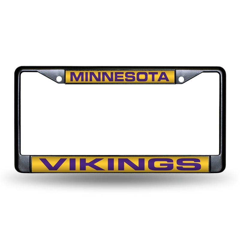 NFL Minnesota Vikings Laser Cut Black Chrome License Plate Frame