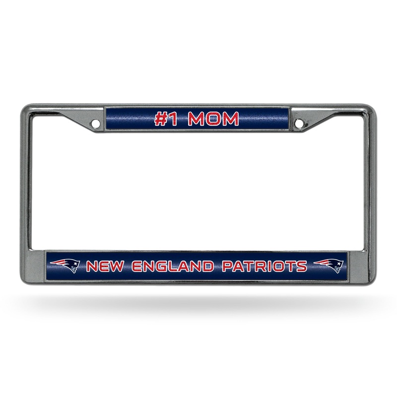 NFL New England Patriots Chrome Glitter License Plate Frame