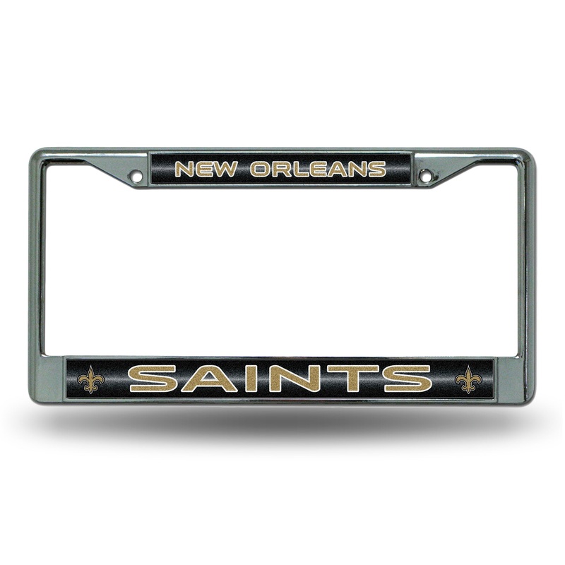 NFL New Orleans Saints Chrome Glitter License Plate Frame
