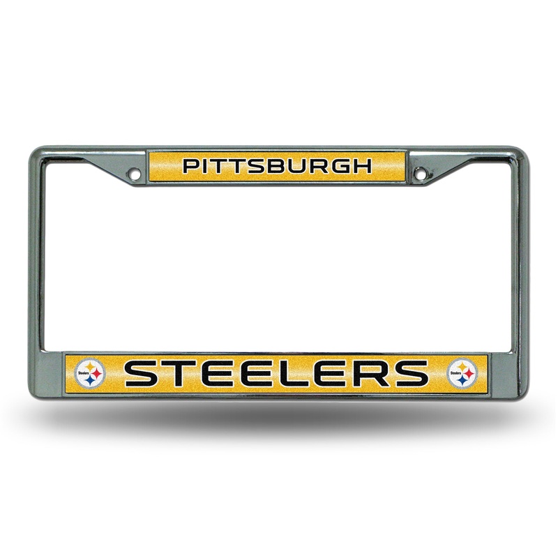 NFL Pittsburgh Steelers Chrome Glitter License Plate Frame