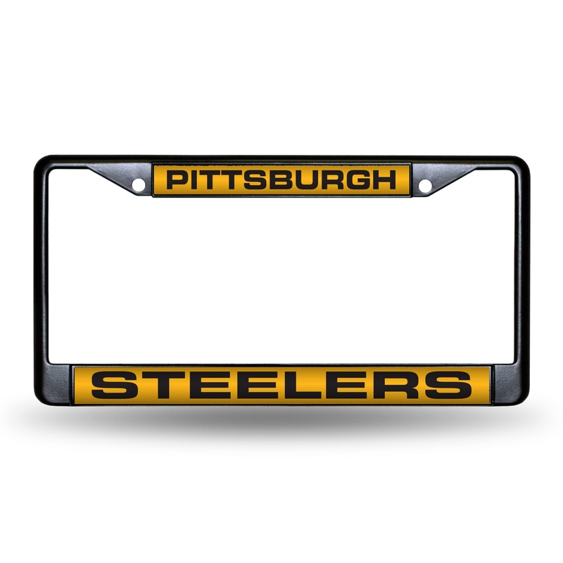 NFL Pittsburgh Steelers Laser Cut Black Chrome License Plate Frame