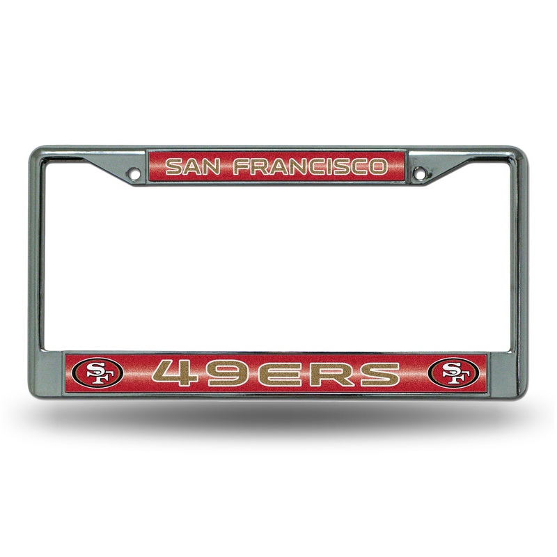 NFL San Francisco 49ers Chrome Glitter License Plate Frame