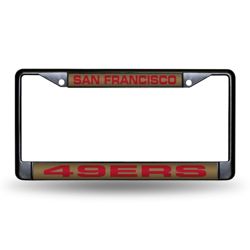NFL San Francisco 49ers Laser Cut Black Chrome License Plate Frame