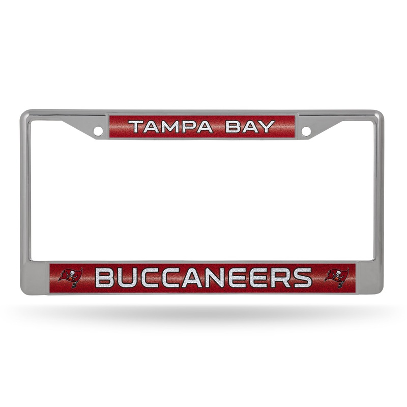 NFL Tampa Bay Buccaneers Chrome Glitter License Plate Frame