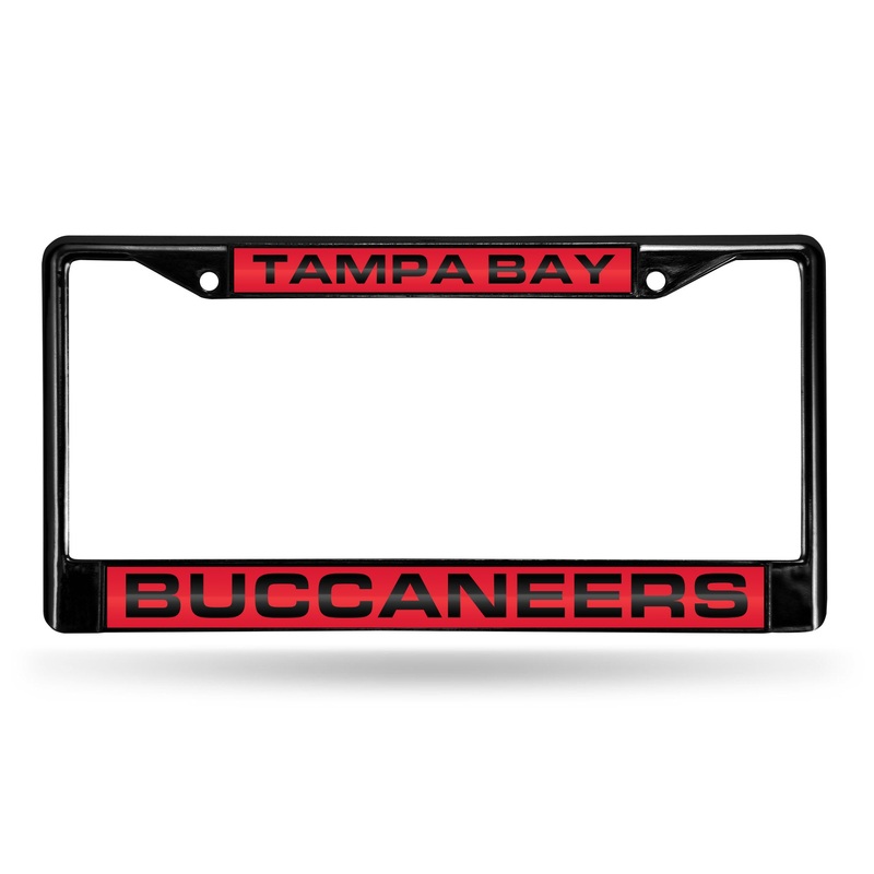 NFL Tampa Bay Buccaneers Laser Cut Black Chrome License Plate Frame