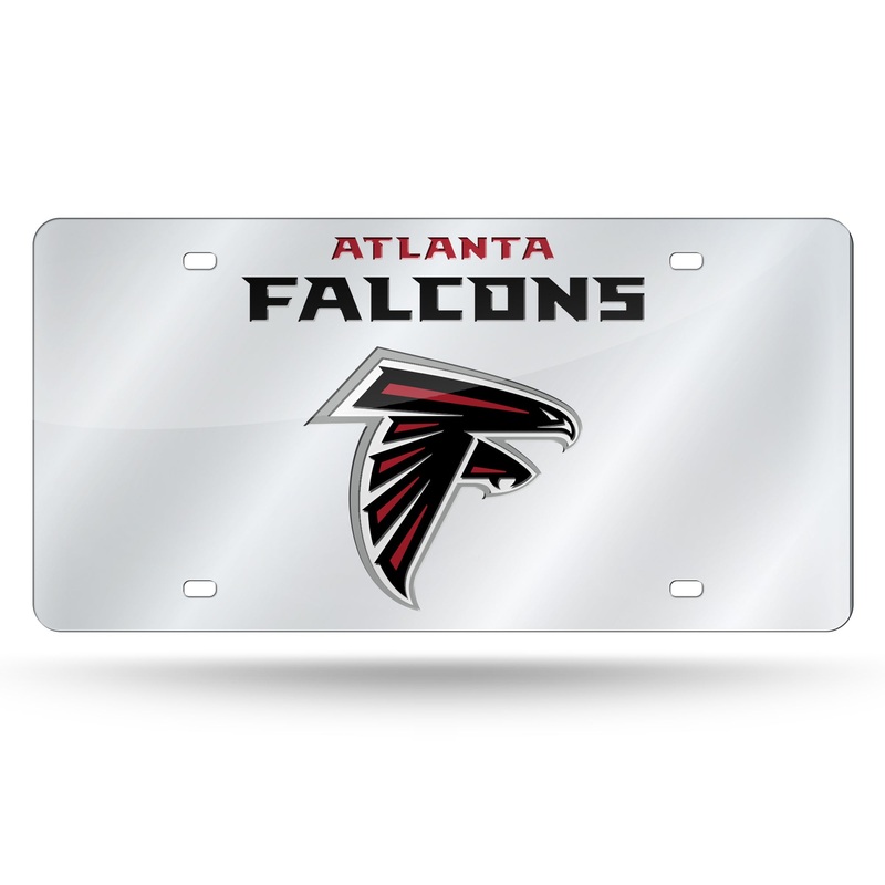 NFL Atlanta Falcons Laser Cut Silver License Plate Tag