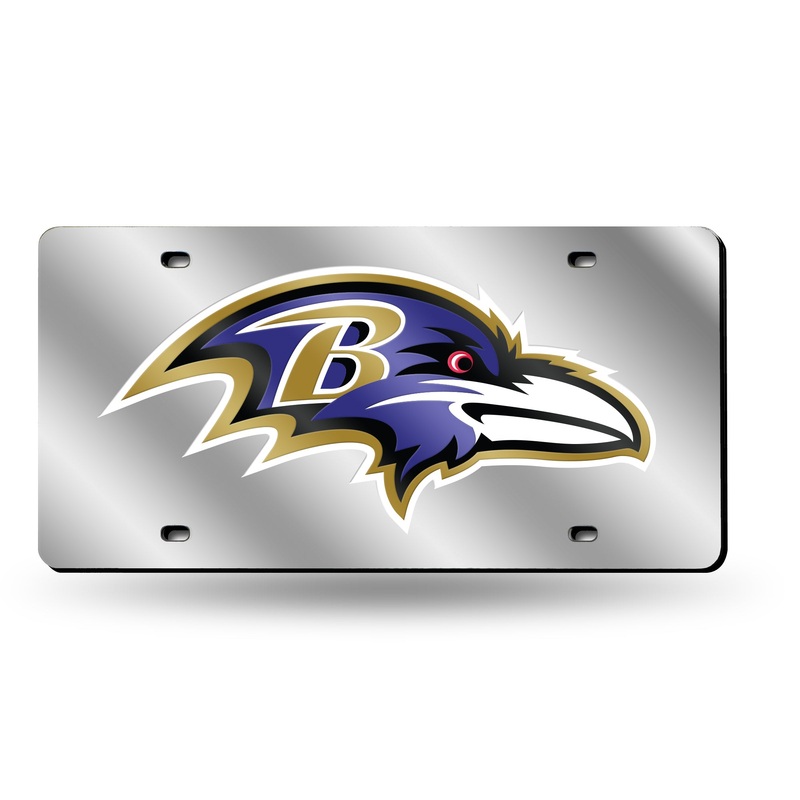 NFL Baltimore Ravens Laser Cut Silver License Plate Tag