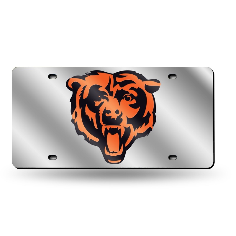 NFL Chicago Bears Laser Cut Silver License Plate Tag