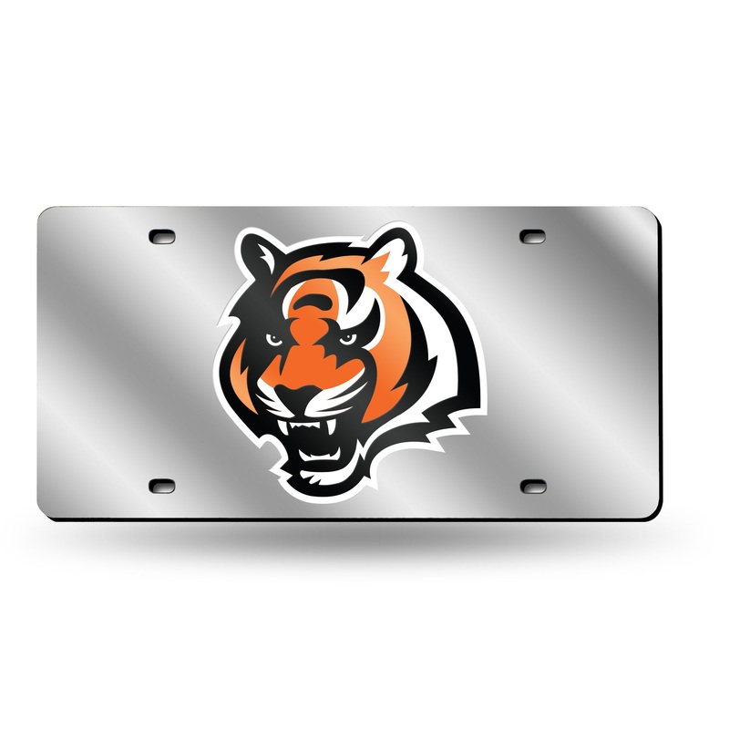 NFL Cincinnati Bengals Laser Cut Silver License Plate Tag