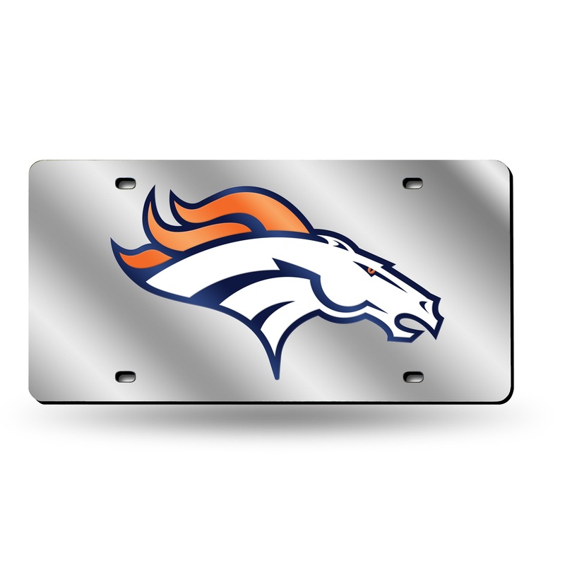 NFL Denver Broncos Laser Cut Silver License Plate Tag