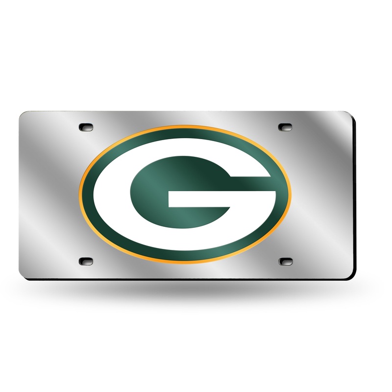 NFL Green Bay Packers Silver Laser Cut Automobile Tag