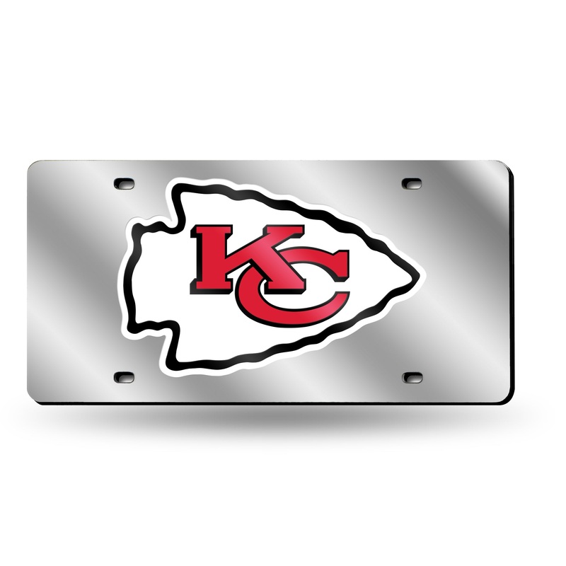 NFL Kansas City Chiefs Laser Cut Silver License Plate Tag