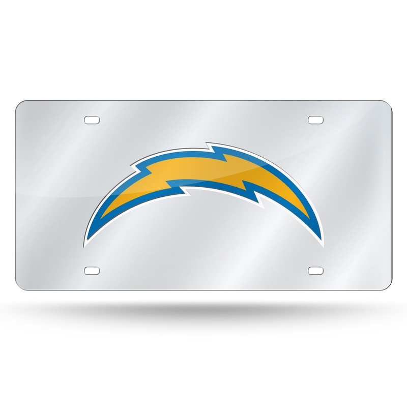 NFL Los Angeles Chargers Laser Cut Silver License Plate Tag