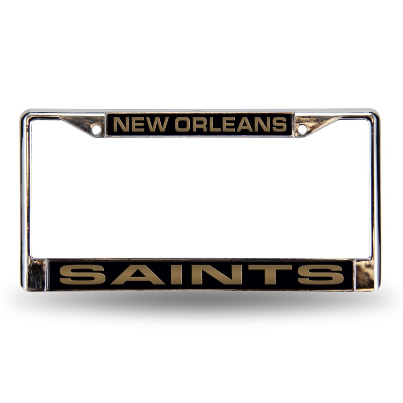 NFL New Orleans Saints Laser Cut Chrome License Plate Frame