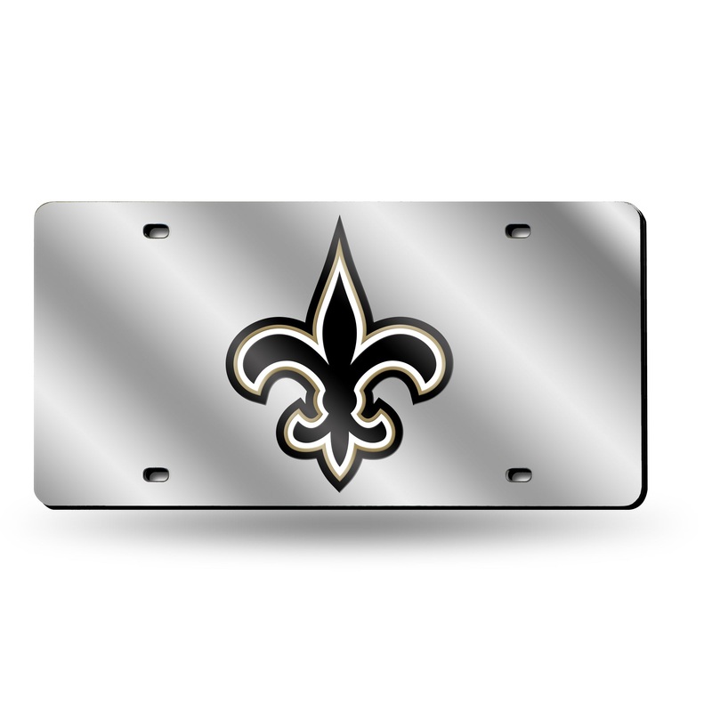 NFL New Orleans Saints Laser Cut Silver License Plate Tag
