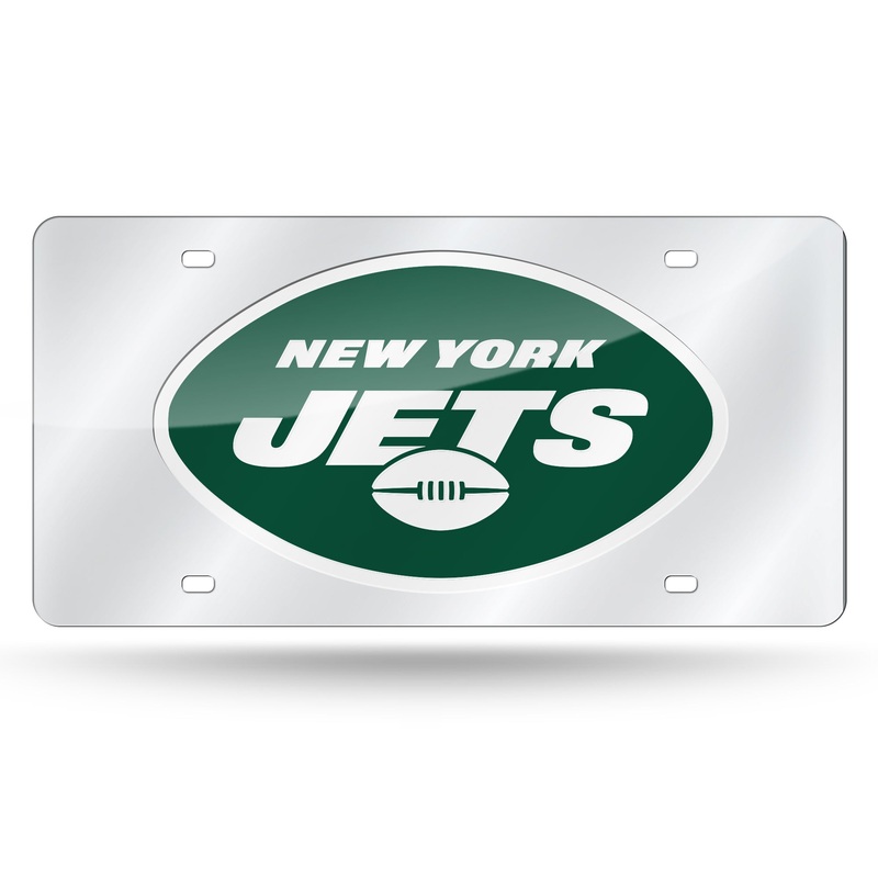 NFL New York Jets Laser Cut Silver License Plate Tag