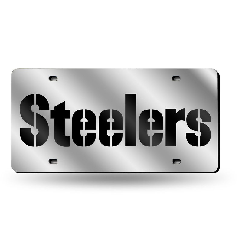 NFL Pittsburgh Steelers Laser Cut Silver License Plate Tag