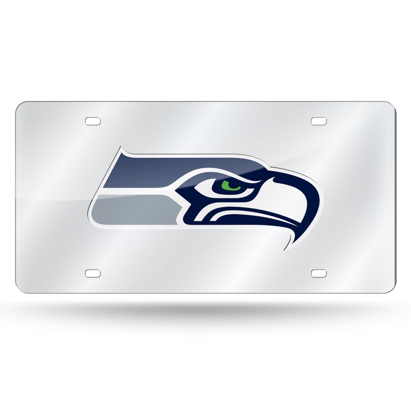 NFL Seattle Seahawks Laser Cut Silver License Plate Tag