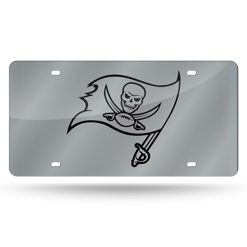 NFL Tampa Bay Buccaneers Laser Cut Silver License Plate Tag