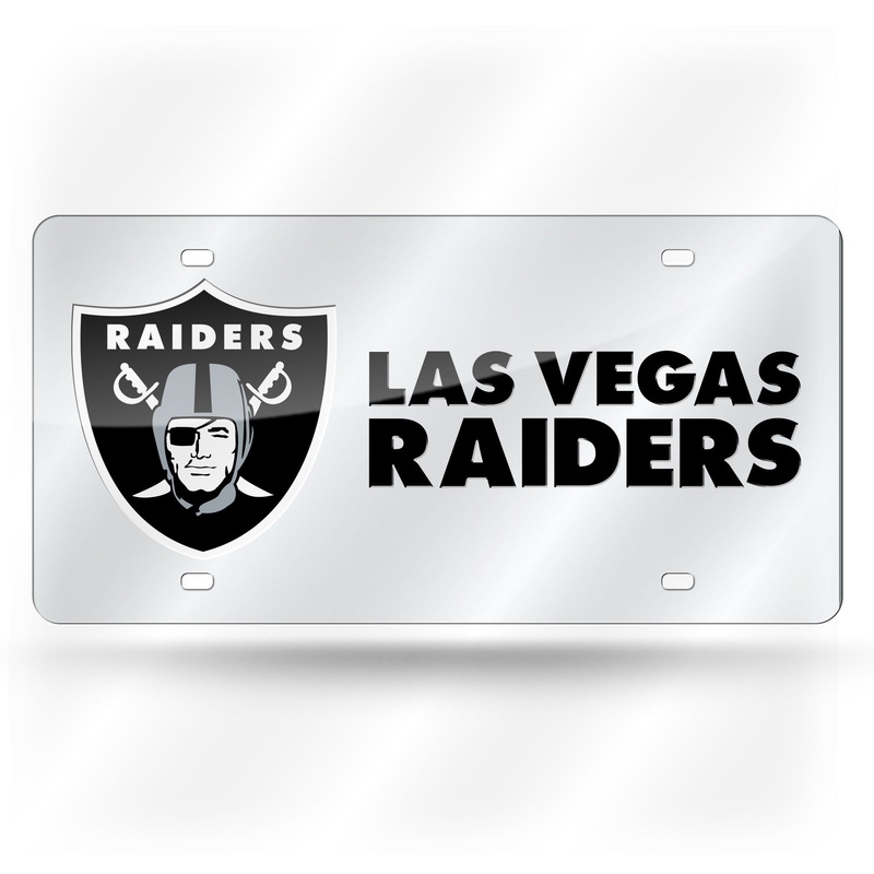 NFL Las Vegas Raiders Laser Cut Silver License Plate Tag