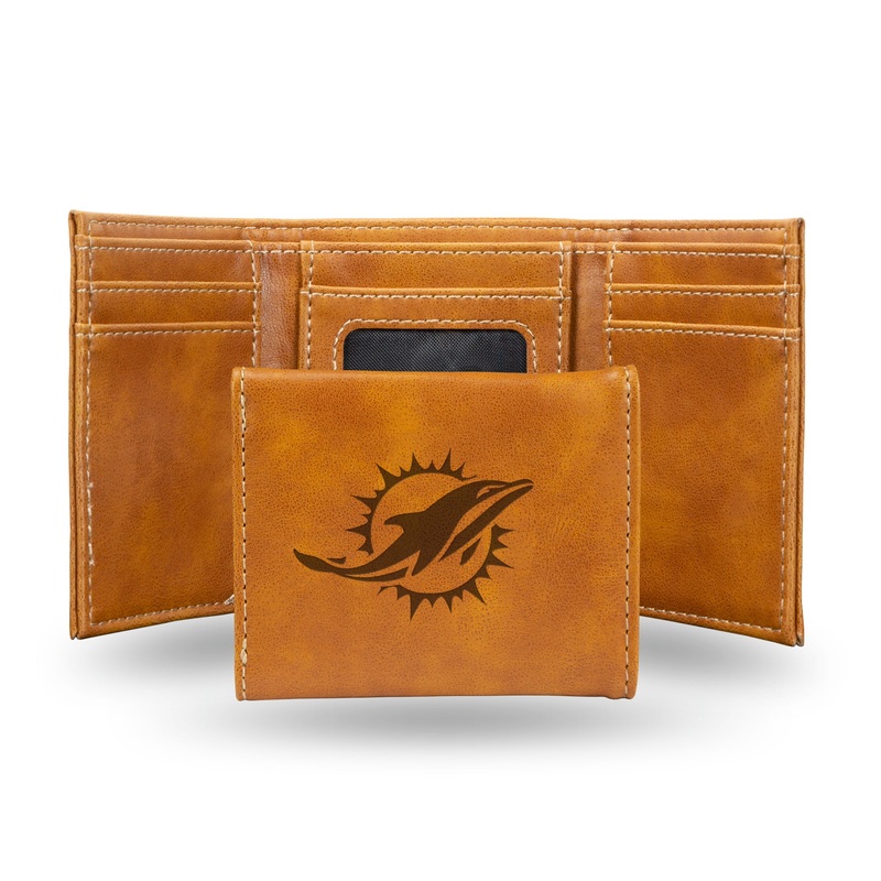 NFL Miami Dolphins Laser Engraved Trifold Wallet