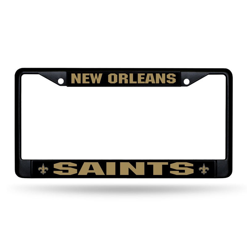 NFL New Orleans Saints Black Chrome License Plate Frame