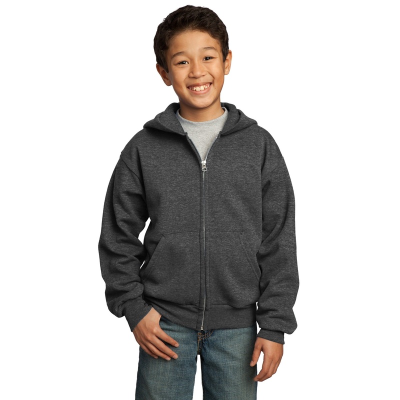 Port & Company Youth Core Fleece Full-Zip Hooded Sweatshirt