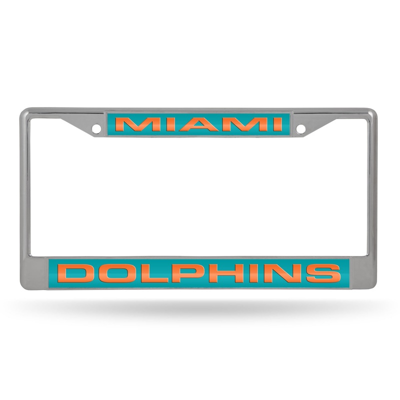 NFL Miami Dolphins Laser Cut Chrome License Plate Frame
