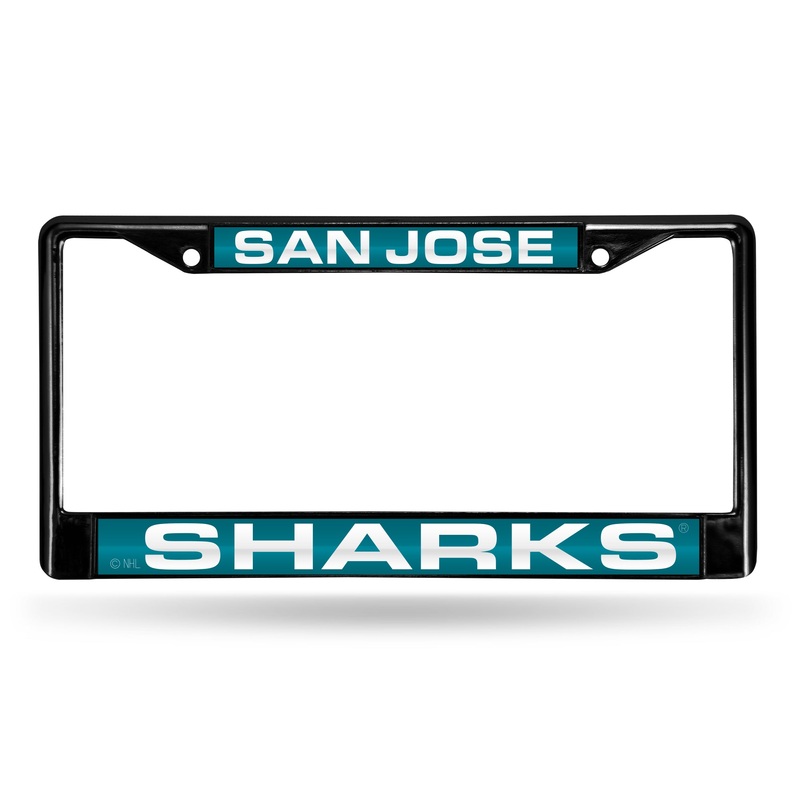 NHL San Jose Sharks Black Chrome Laser Cut License Plate Frame