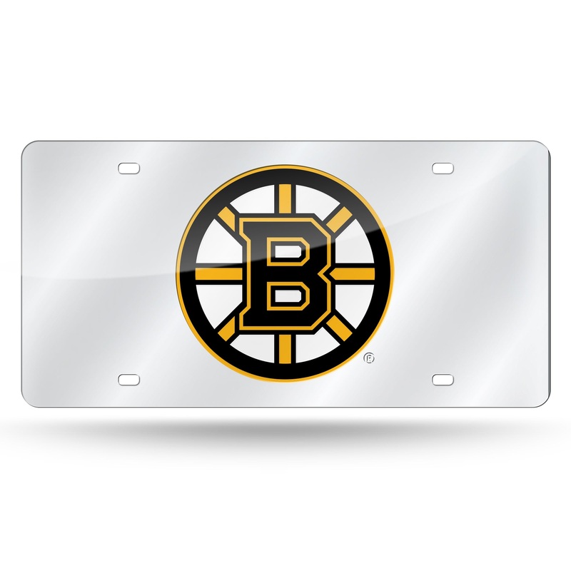 NHL Boston Bruins Silver Laser Cut Automobile Tag