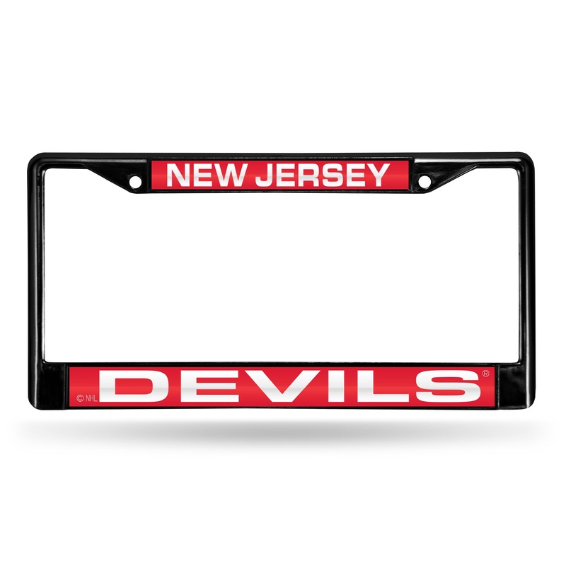 NHL New Jersey Devils Black Chrome Laser Cut License Plate Frame