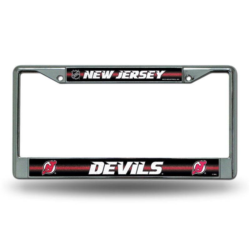 NHL New Jersey Devils Chrome Glitter License Plate Frame