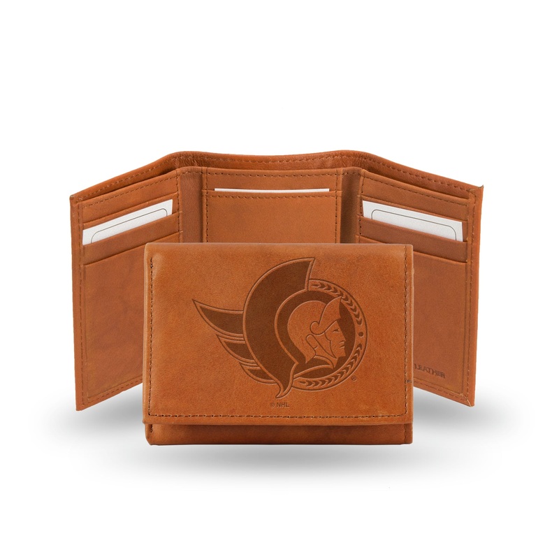 NHL Ottawa Senators Pecan Cowhide Tri-Fold Wallet