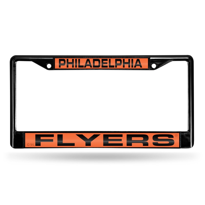 NHL Philadelphia Flyers Black Chrome Laser Cut License Plate Frame
