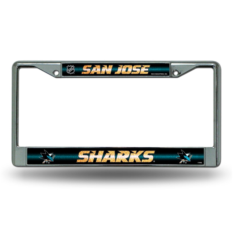 NHL San Jose Sharks Chrome Glitter License Plate Frame