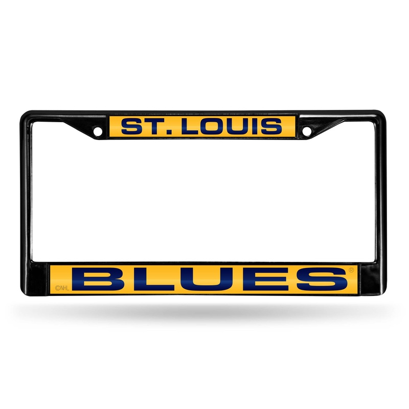 NHL St. Louis Blues Black Chrome Laser Cut License Plate Frame