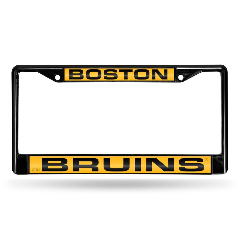NHL Boston Bruins Black Chrome Laser Cut License Plate Frame