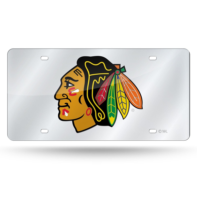 NHL Chicago Blackhawks Silver Laser Cut Automobile Tag