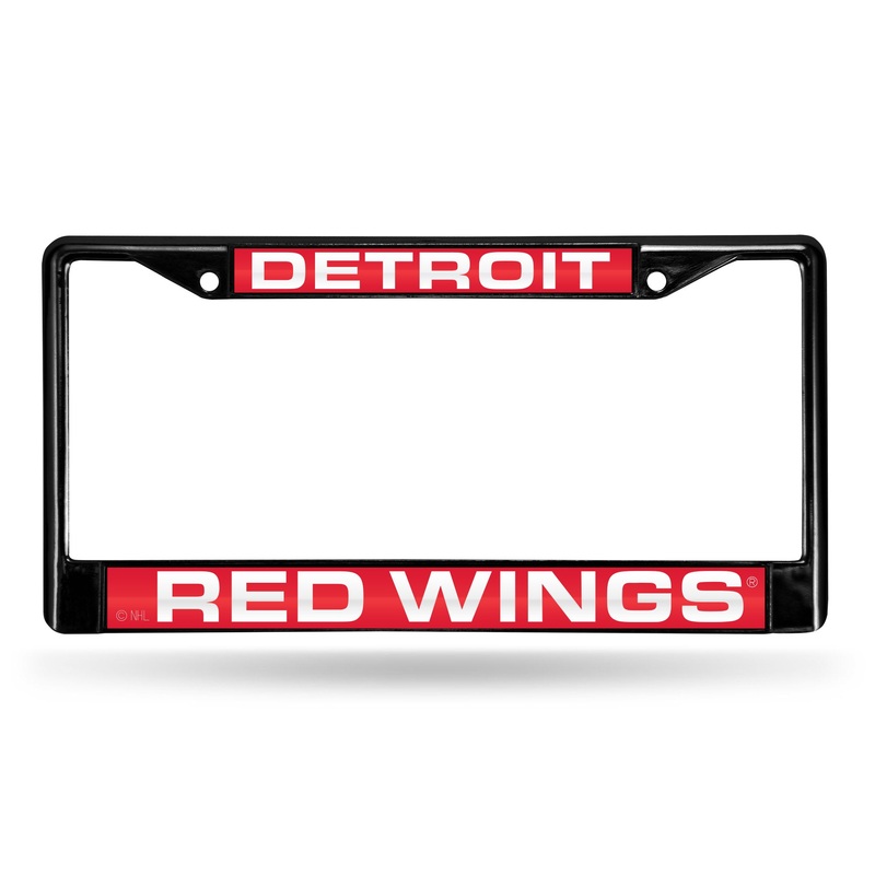 NHL Detroit Red Wings Black Chrome Laser Cut License Plate Frame