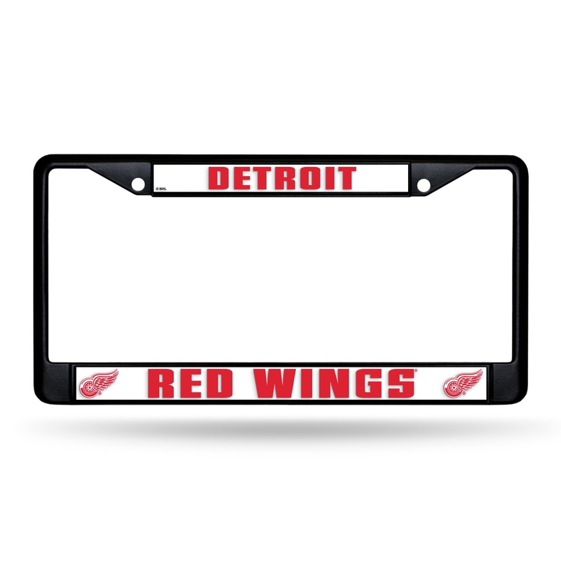 NHL Detroit Red Wings Black Chrome License Plate Frame